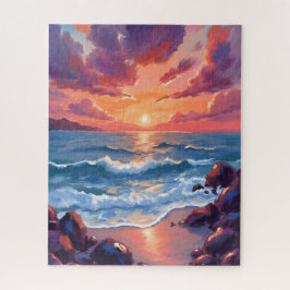 Ozean-Sonnenuntergang-Aquarell-Strand-Küstennah