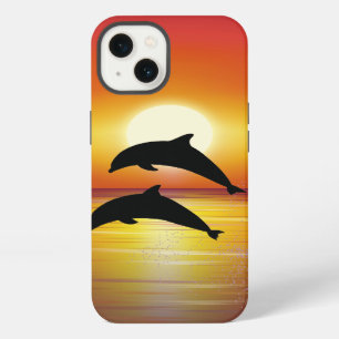 Ozean Sonnenuntergang Delfine Paar Spiel Liebe iPa iPhone Hülle