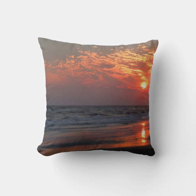 Ozean-Sonnenuntergang - Eichen-Insel, NC Kissen (Vorderseite)
