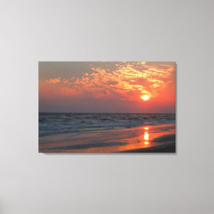 Ozean-Sonnenuntergang - Eichen-Insel, NC Leinwanddruck
