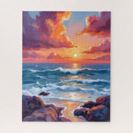 Ozean-Sonnenuntergang Pastell-Aquarell-Strandbild