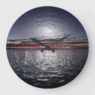Ozean-Sonnenuntergang, plätschernde Wasser-Wanduhr Große Wanduhr
