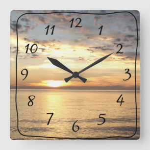 Ozean-Sonnenuntergang-Quadrat-Wanduhr Quadratische Wanduhr