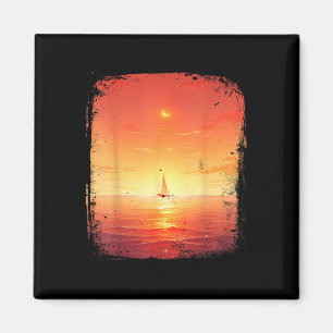 Ozean-Sonnenuntergang-Segelboot-Strand und Ozean-S Magnet