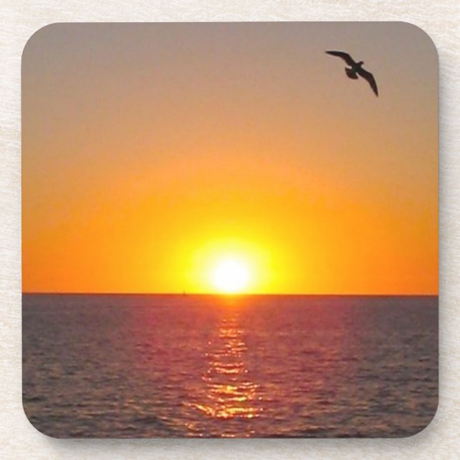Ozean-Sonnenuntergang-Untersetzer-Set Getränkeuntersetzer (Vorderseite)
