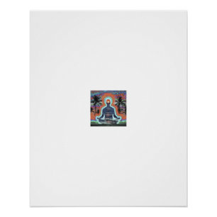 Ozean-Sonnenuntergangs-Meditations-Silhouette Poster