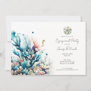Ozean-Splash-Meer-Koralle-Aquarell-Verlobungsfeier Einladung
