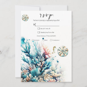 Ozean Spritzer Meereskoralle Aquarell Hochzeit RSV Einladung