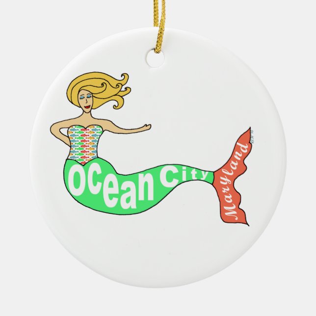 Ozean-Stadt, Maryland-Meerjungfrau Keramikornament (Vorne)