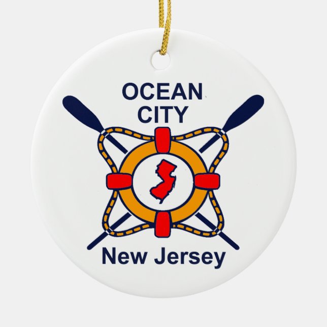 Ozean-Stadt NJ Keramik Ornament (Vorne)