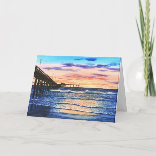OZEAN-STRAND-PIER-SONNENUNTERGANG KARTE (Vorderseite)