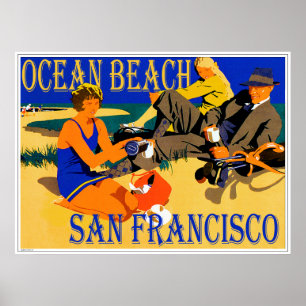 Ozean-Strand San Francisco, Kalifornien Retro Poster