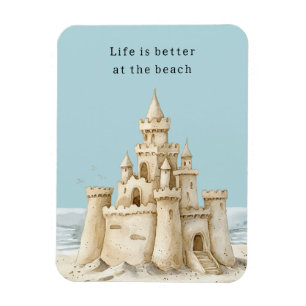 Ozean Strand Vögel Blauer Himmel Creme Sandburg Magnet