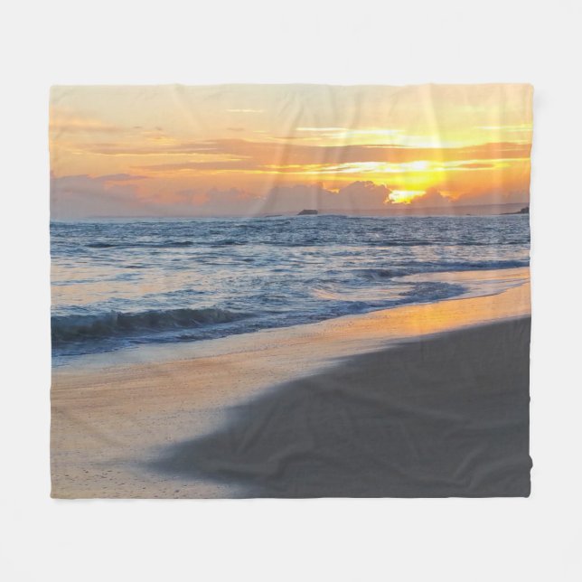 Ozean-Strandsonnenuntergang des Fotos 19 Fleecedecke (Vorderseite (Horizontal))