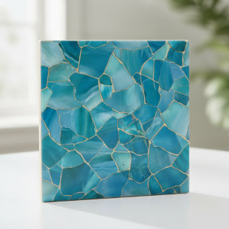 Ozean-Teal-Achat-Gold-Mosaik Fliese
