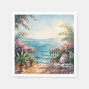 Ozean-Terrasse mit friedlicher Aussicht Serviette