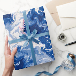 Ozean Tiefblauer Fluss Weiß Abstraktes Muster Geschenkpapier
