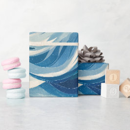 Ozean Tiefblauer Fluss Weißes Abstraktes Muster Geschenkpapier