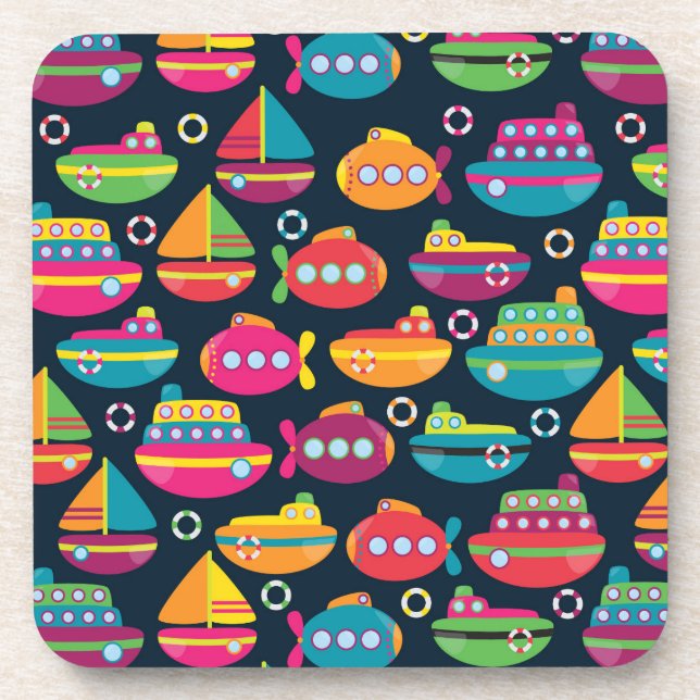 Ozean-Transport-Muster Getränkeuntersetzer (Vorderseite)