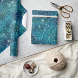Ozean Türkis Schimmer Blau Glitter Muster Geschenkpapier