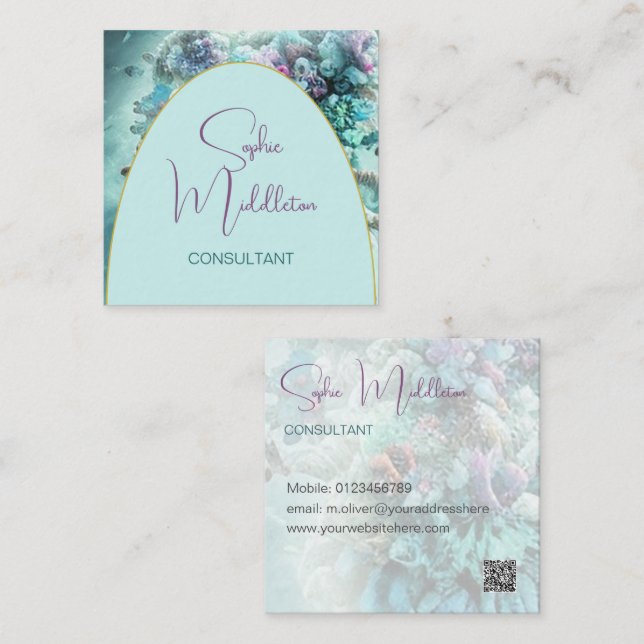 Ozean under Sea Coral QR Business Card Quadratische Visitenkarte (Vorne/Hinten)