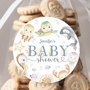 Ozean unter dem Meer Baby Shower Geschlechtsneutra Runder Aufkleber