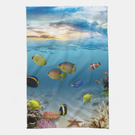 Ozean-Unterwasserkorallenriff-tropische Fische Handtuch