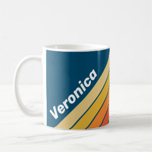 Ozean Vintage Vibe Streifen mit Namen Kaffeetasse
