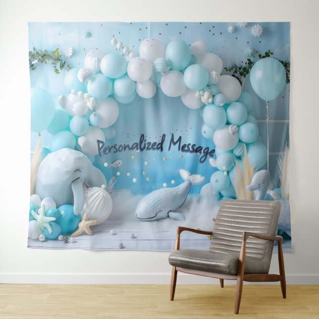 Ozean-Wal-Ballonbogen-Hintergrund Wandteppich (Beispiel (Horizontal))