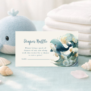 Ozean-Wal-Wellen-Windel-Raffle-Elfenbein-Baby-Part Begleitkarte
