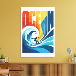 OZEAN-Wellen-Surfer – Retro-Surf-Lifestyle-Kunst Leinwanddruck