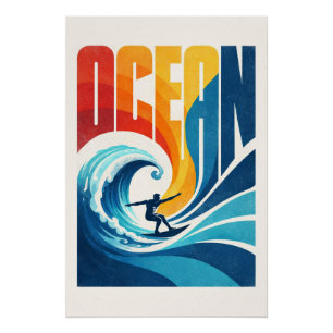 OZEAN-Wellen-Surfer – Retro-Surf-Lifestyle-Kunst Poster