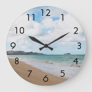 Ozean-Wellen u. Strand Oahus Hawaii Große Wanduhr