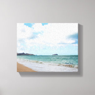 Ozean-Wellen u. Strand Oahus Hawaii Leinwanddruck