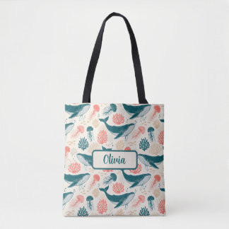 Ozean-Wunder Walfisch Qualle Koralle Tasche