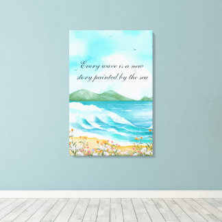 Ozean-Zitat-Wasserfarbe-Strand-Meer-Leinwand-Kunst Leinwanddruck