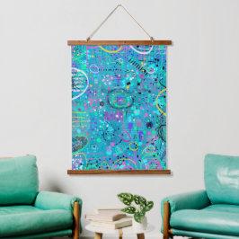 Ozeanblasen: Maximalistische Kunst Wandteppich Mit Holzrahmen