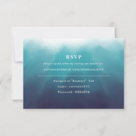 Ozeanblau bemalt Elegant Hochzeit Online-UAWG RSVP Karte