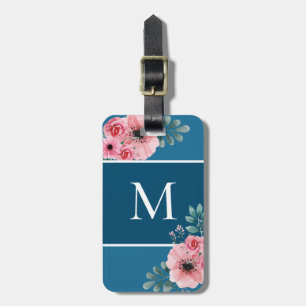 Ozeanblau Einfaches Monogramm Gepäckanhänger
