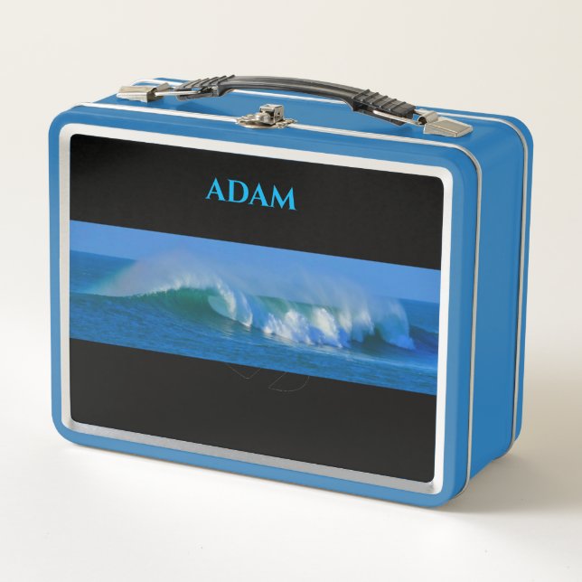 Ozeanblau-Metall-Lunchbox/individuelle Name. Metall Brotdose (Vorderseite)