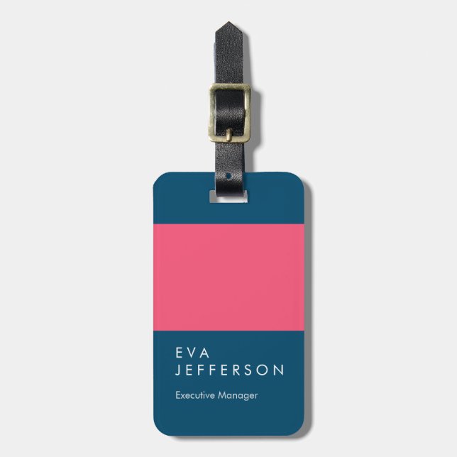 Ozeanblau pink elegant einzigartig modern gepäckanhänger (Vorderseite vertikal)
