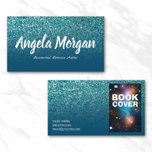 Ozeanblau und Türkis Ombre Glitter Foto Autor Visitenkarte