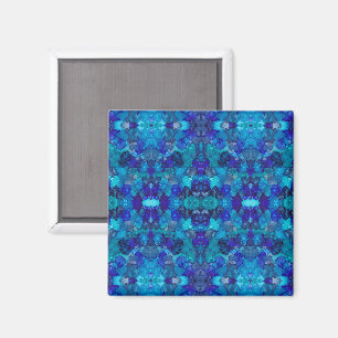 Ozeanblaue abstrakte Alkoholtinten-Kunst Magnet