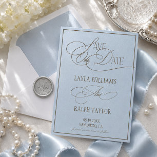 Ozeanblaue Luxus-Romanische Hochzeit Save The Date