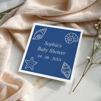 Ozeanblaue Muschel-Baby-Party Serviette