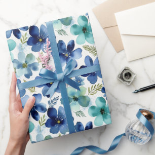 Ozeanblaue Tulpenwellen Geschenkpapier