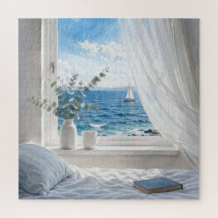 Ozeanblick in einem Schlafzimmerfenster