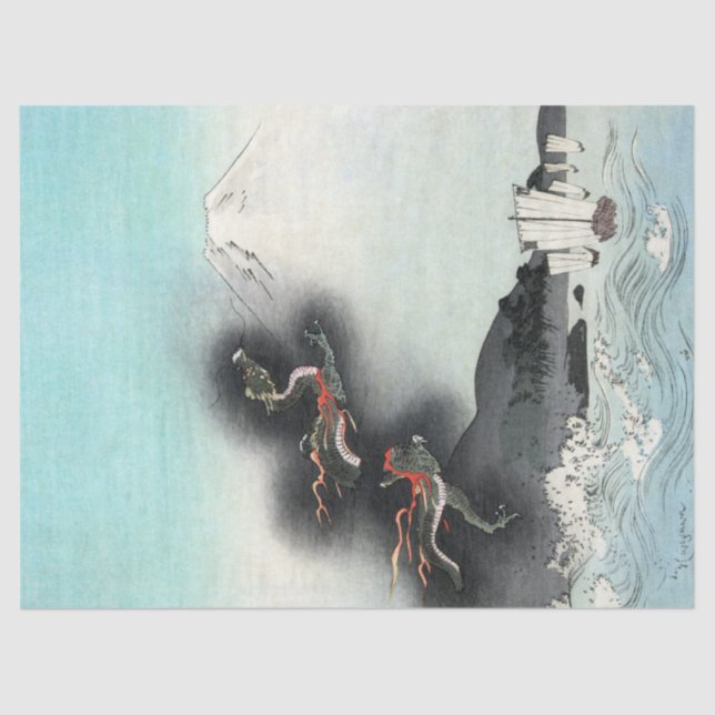 Ozeandrache auf dem Fuji HOKUSAI Ukiyo-e Seidenpapier (Vorderseite)