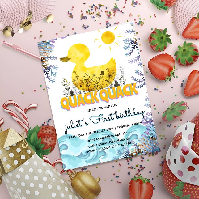 Ozeanduckie gelb 1. Gummiente Geburtstag Einladung (Von Creator hochgeladen)