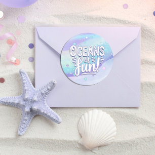 Ozeane der Fun Typografy ID1142 Runder Aufkleber